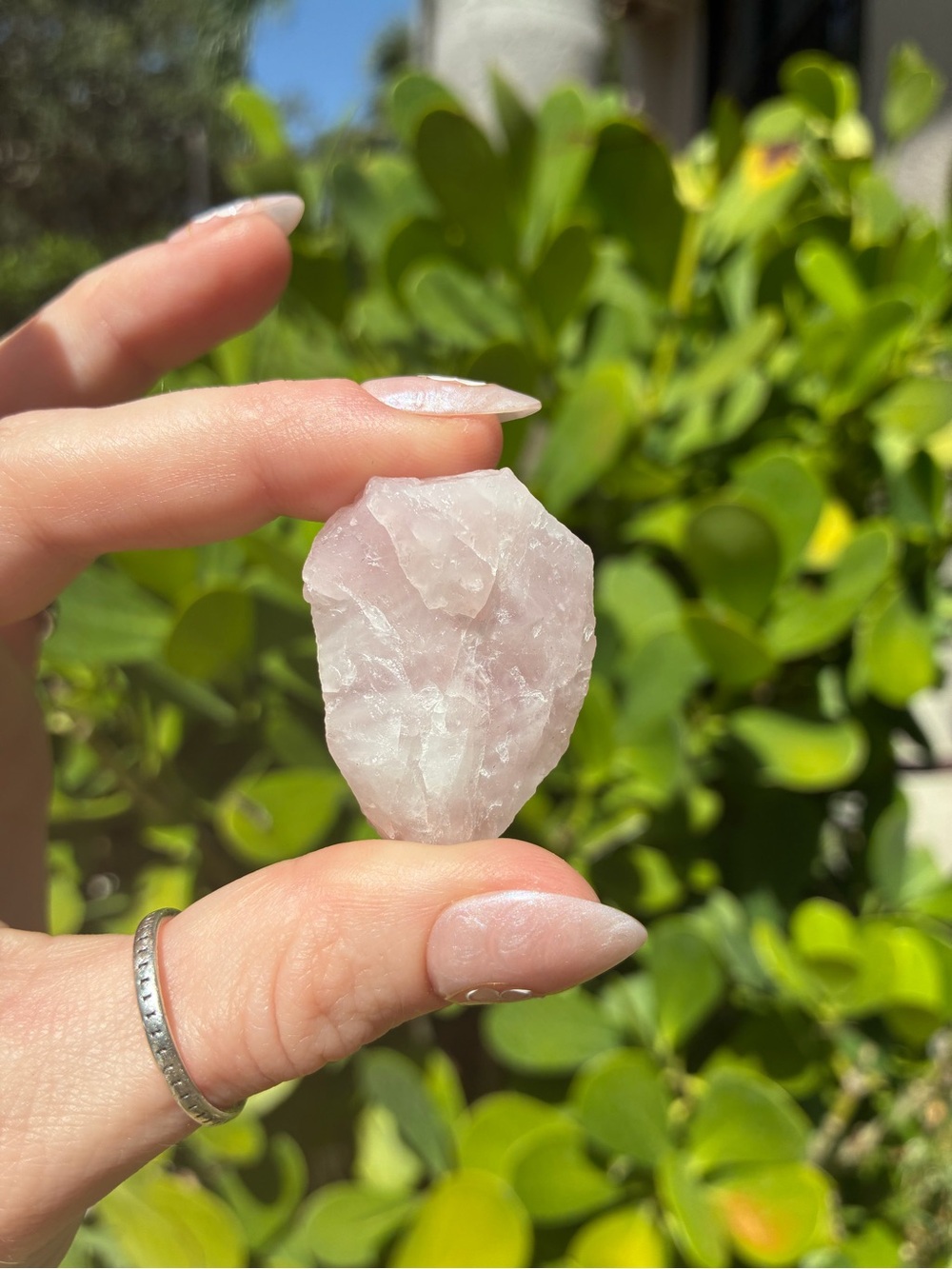 Raw Rose Quartz Macrame Crystal Necklace | Handcrafted Healing Stone Pendant - Picture 5 of 10